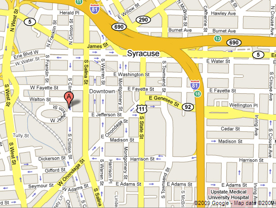 Click for a Google Map of the Jefferson Clinton Hotel, Syracuse, NY